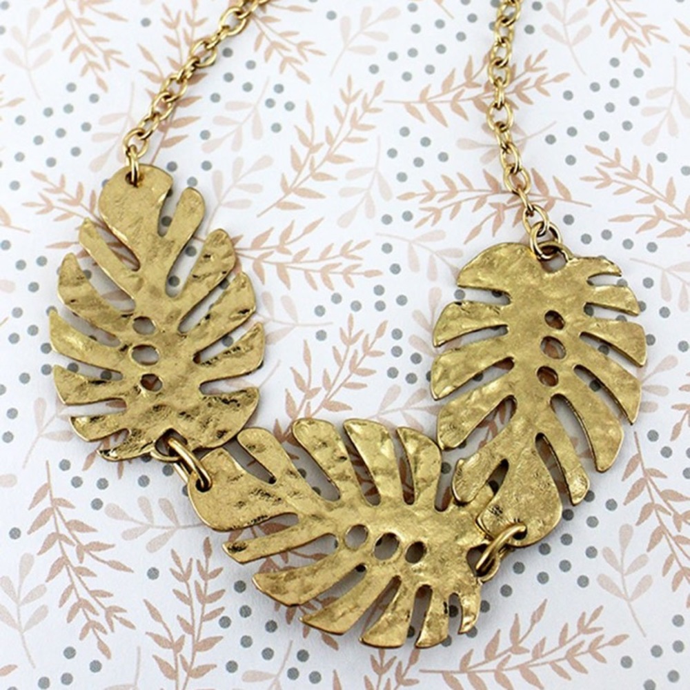 Goldtone Palm Leaf Necklace